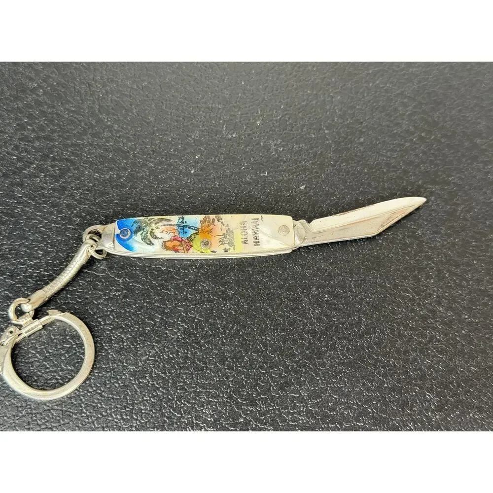 Vintage Aloha Hawaii Knife Key Chain Souvenir Made in U.S.A. Hawaiian Islands
